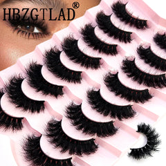 5-8 Pairs Natural Russian Striped Mink Lashes | 3D Volume Wavy False Eyelash Extensions