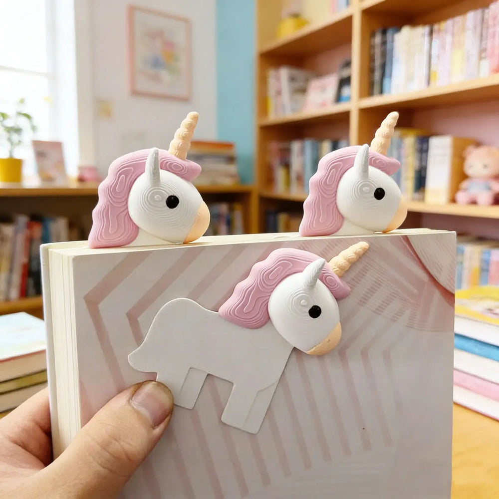 Creative 3D Unicorn-Shaped Page Divider, Cute Cartoon Reading Bookmark, Small Gift Or lifestyle view