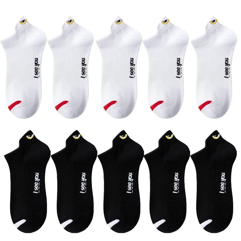 5/10 Pairs Man Short Socks Ankle Boat Socks Breathable Casual Athletic Socks Women additional angle