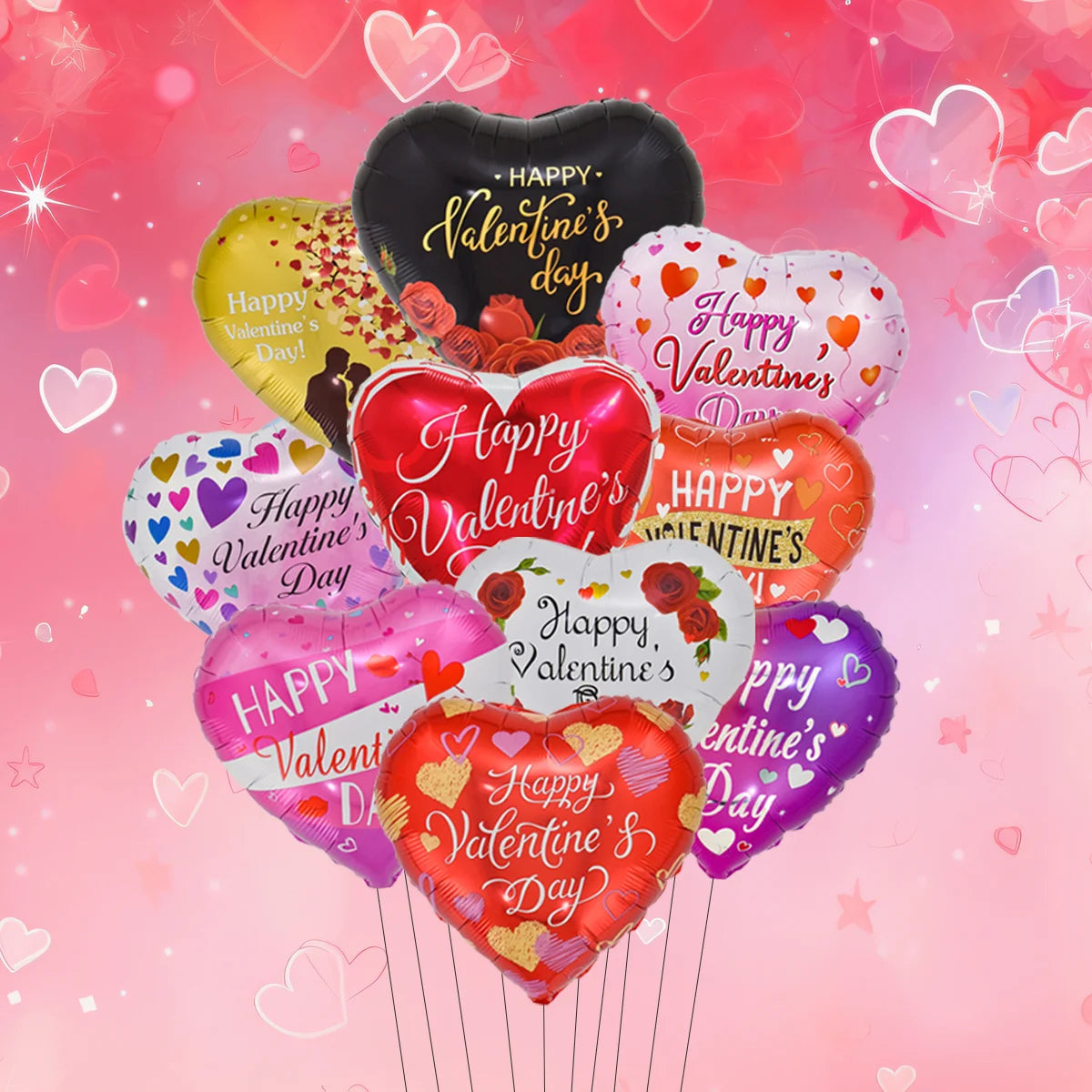 Heart to Heart Love Bear Balloon | Valentine's Day Decor with Stand alternate view