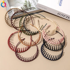 Korean Simple Headwear Hair Hoop Bezel with Teeth Headband Women Girl Solid Color Resin Hair Comb Ha
