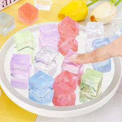 10 Pack Ice Cube Sensory Stress Balls | Mochi Squishies Squeeze Toys for Adults and Ki close-up view
