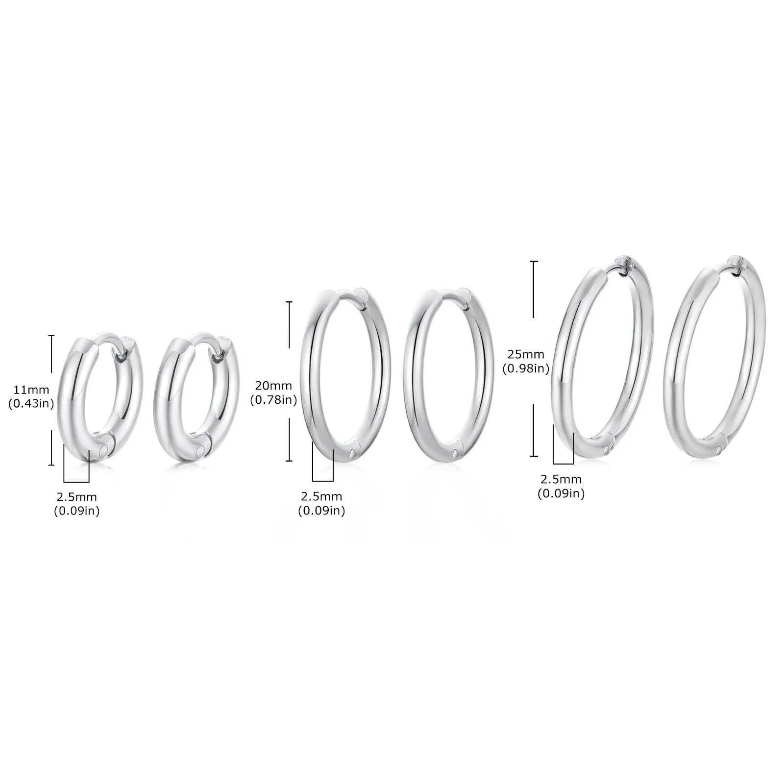 Classic Stainless Steel Hoop Earring for Men Boys | Anti Allergy Metal Huggies Earr additional angle