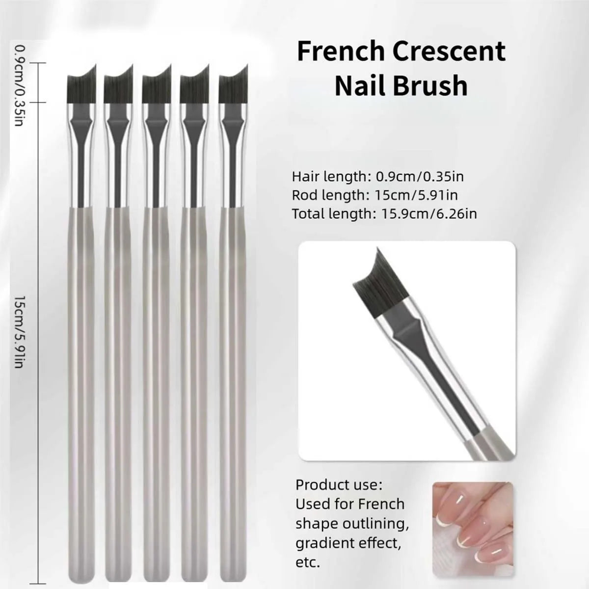 1/2/5Pcs French Plaid Nail Art Brush Set Ultra-Fine Liner Flat Brush for Grid Patte additional angle