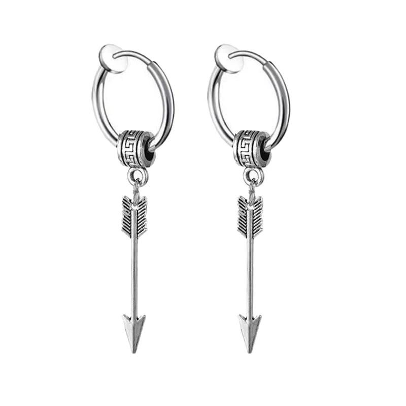 2pc Punk Stainless Steel Arrow Stud Earrings | Unisex Gothic Jewelry