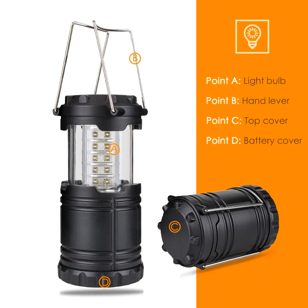30LED Tent Lamp Waterproof Camping Light | Portable Emergency Lantern close-up view