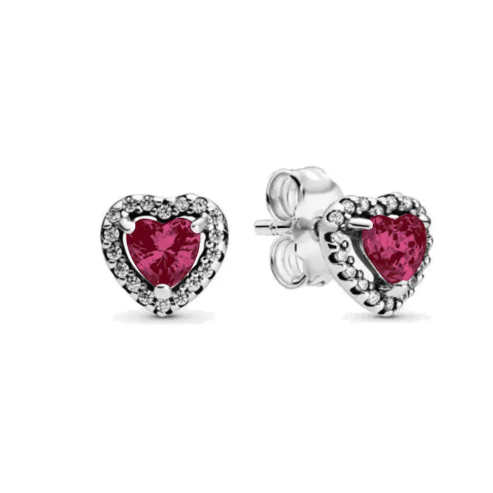 2026 Hot Selling 925 Sterling Silver Heart-Shaped Colored Zircon Exquisite Earrings, lifestyle view