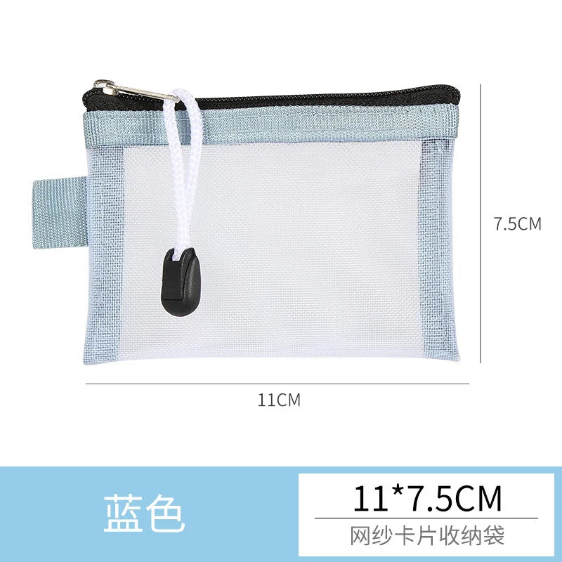 Mini Mesh Zipper Card Pouch | Transparent ID and Credit Card Storage Bag detail view