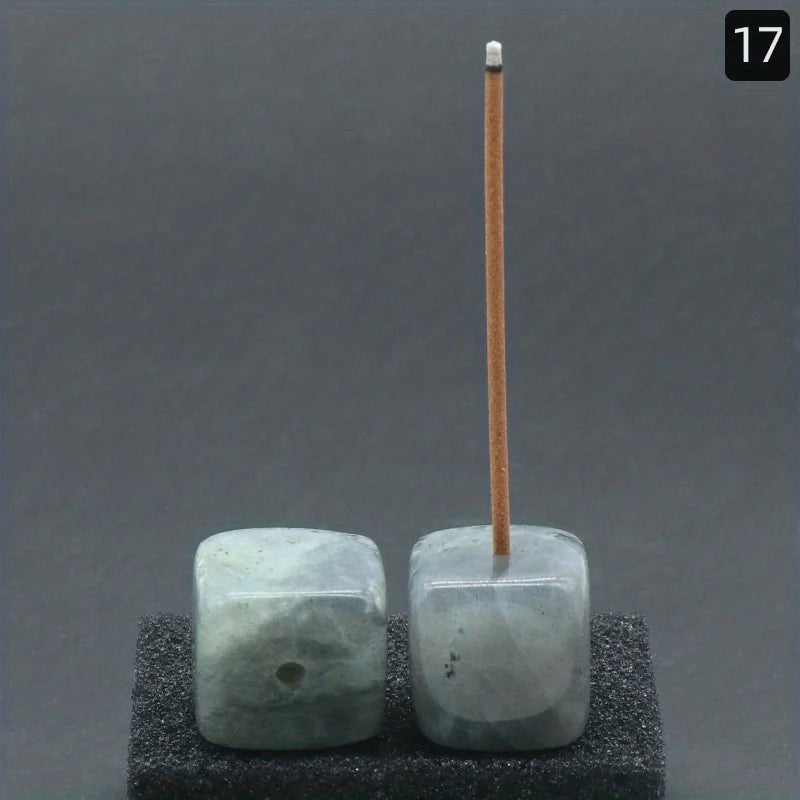 Natural Agate Stone Incense Holder | Square Wire Stick Incense Burner with Unique Patt close-up view
