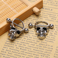 Hot! Skull Bars Nipple Ring Piercing Bar Stainless Steel Barbell Body Breast Jewelry alternate view