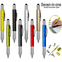 7 in 1 Multifunction Ballpoint Pen | EDC Hand Tool with Ruler Screwdriver Stylus Level
