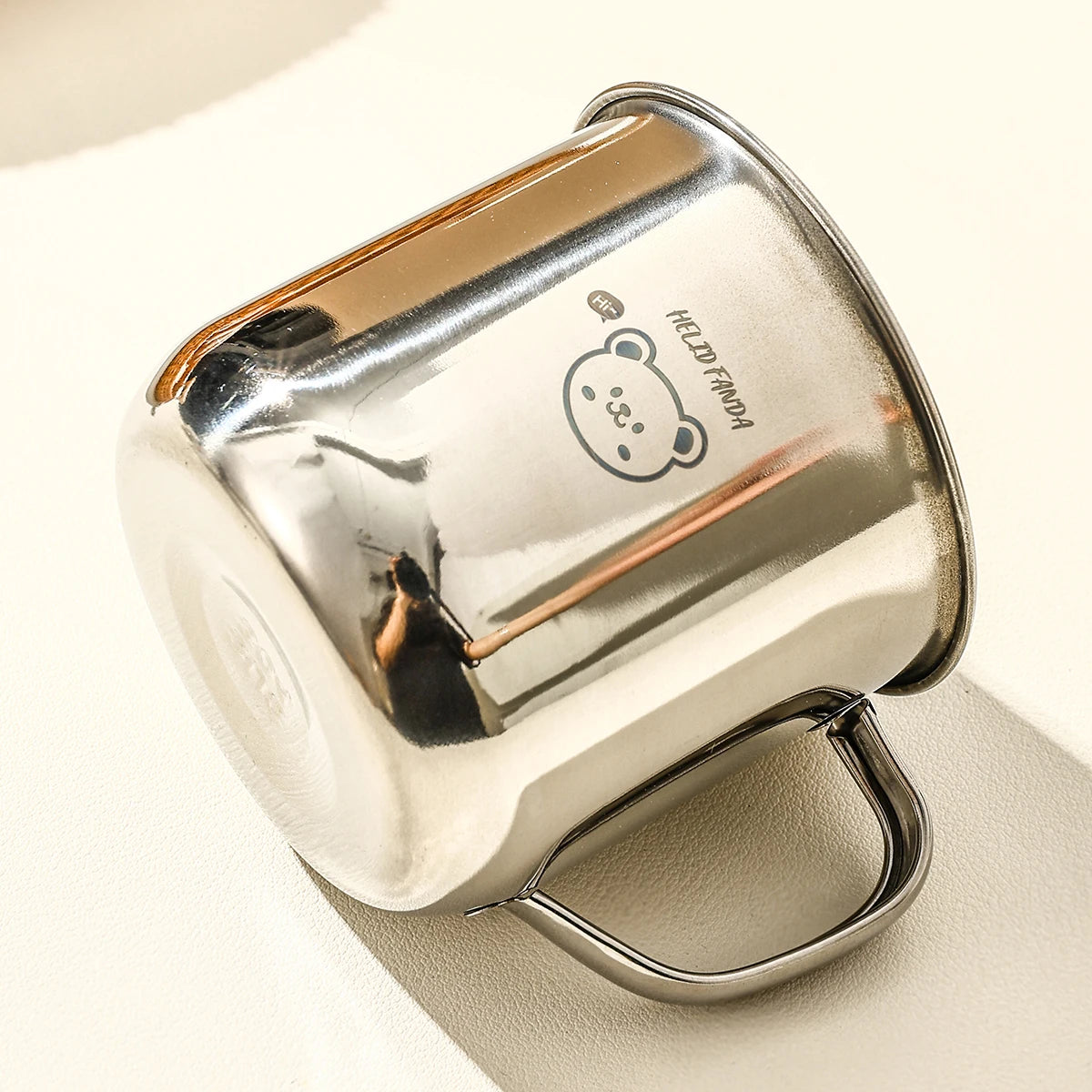 Stainless Steel Kids Water Cup with Handle | 300ml Anti-Scald Mini Mug lifestyle view