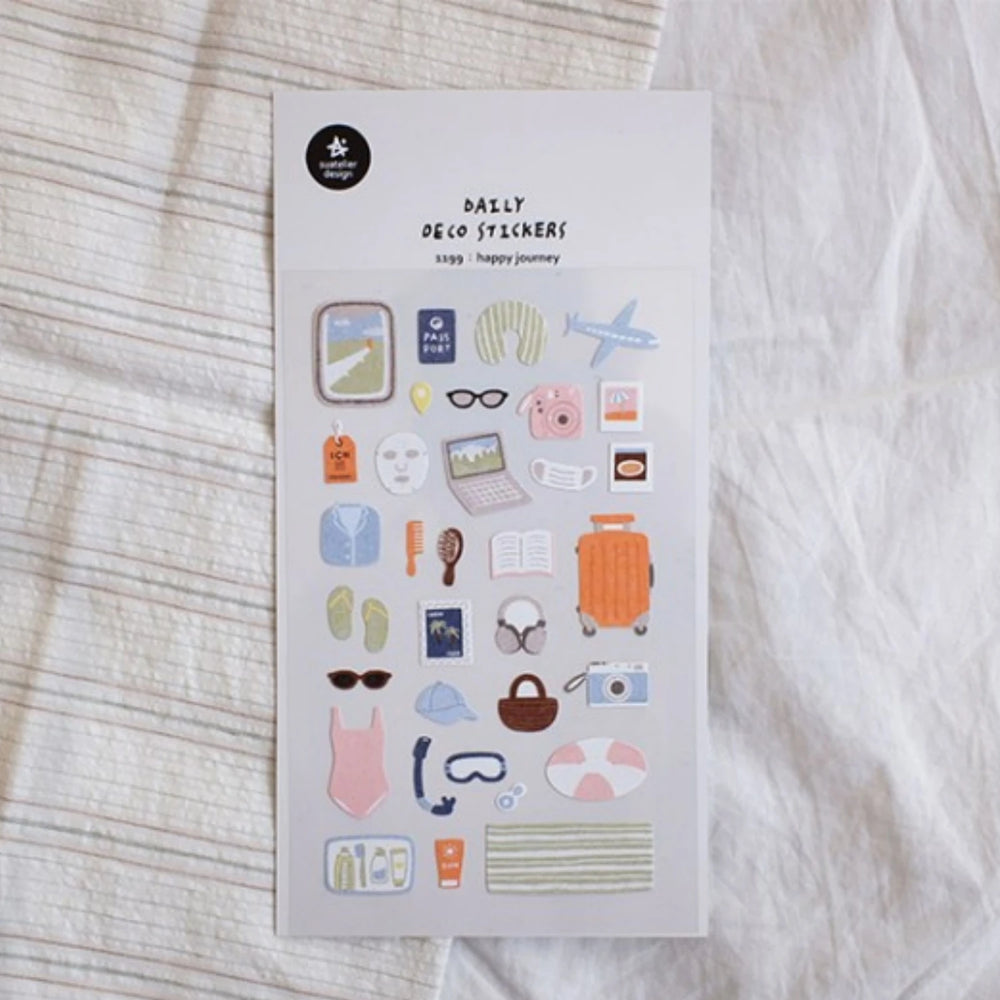 Korean Import Suatelier Happy Journey Stickers Scrapbooking Diy Journal Stationery DIY S detail view