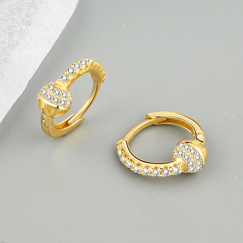 ANENJERY CZ Zircon Circle Hoop Earrings for Women Men Punk Trendy Party Accessories additional angle