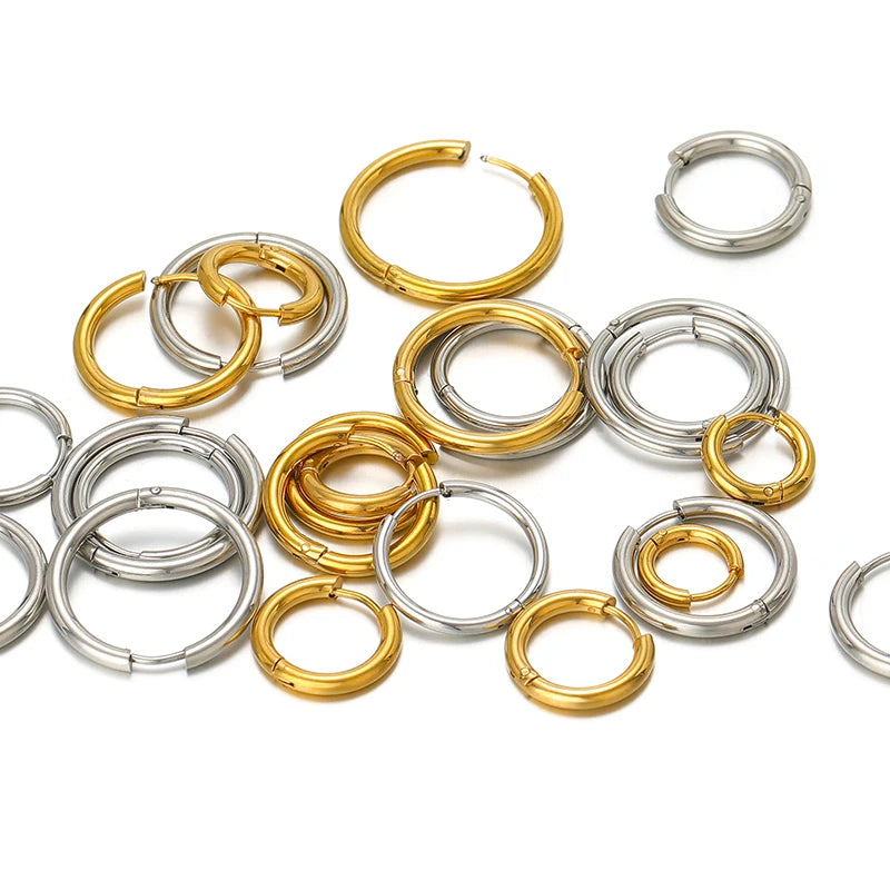 10pcs Stainless Steel Hoop Earrings Set | Fashion Huggie Earrings for Women and Men lifestyle view