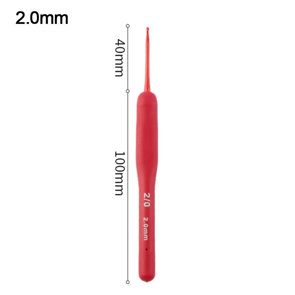 1Pcs Red Crochet Hook Silicone Handle Aluminum Hand Knitting Needles Crocheting Weave alternate view