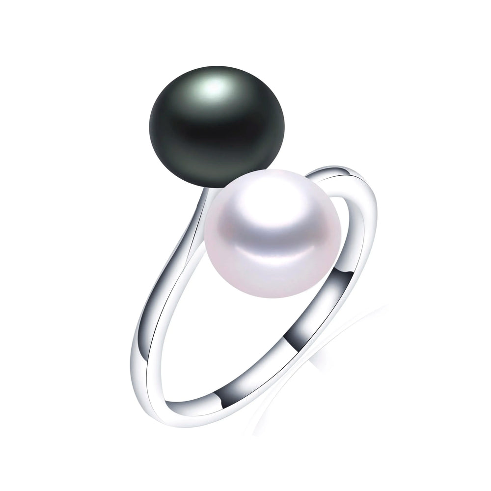 2026 New Arrival Black Natural Freshwater Pearl Ring Adjustable Fashion Novel Ring additional angle