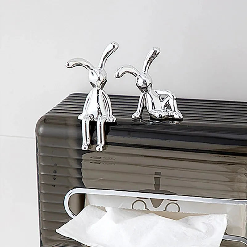 2PC Long-Eared Rabbit Double Statue Cartoon Decoration Accessories Living Room Bedroom C detail view