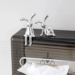 2PC Long-Eared Rabbit Double Statue Cartoon Decoration Accessories Living Room Bedroom C detail view