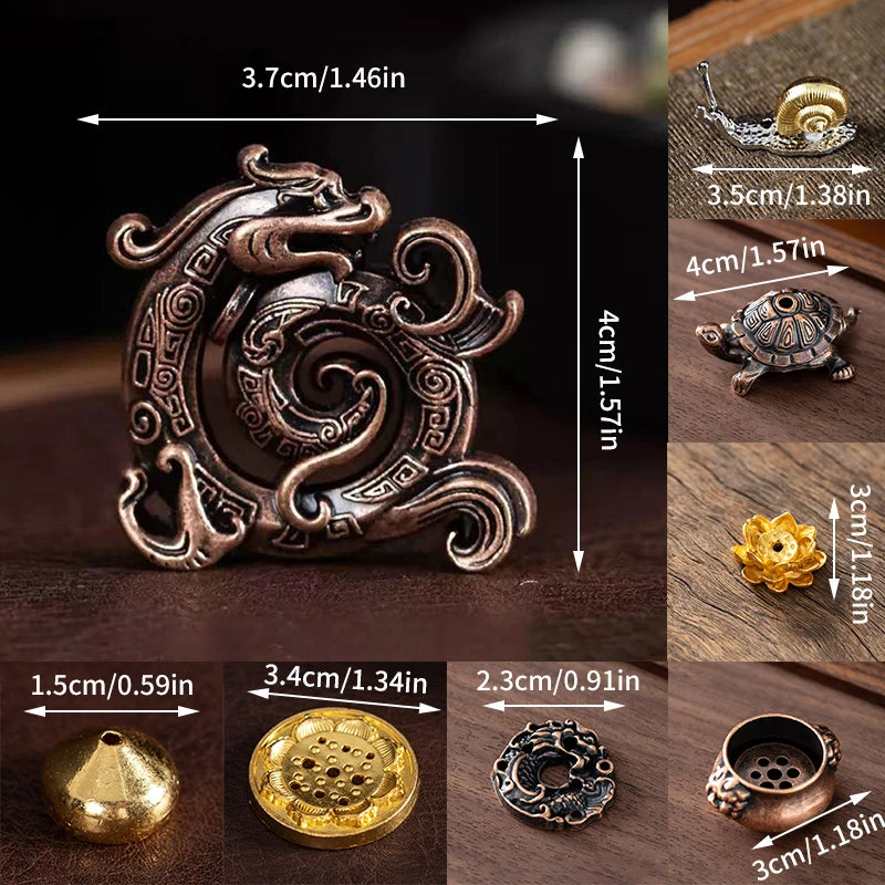 Dragon Turtle Incense Holder | Brass Alloy Incense Burner with Snail Sculpture additional angle