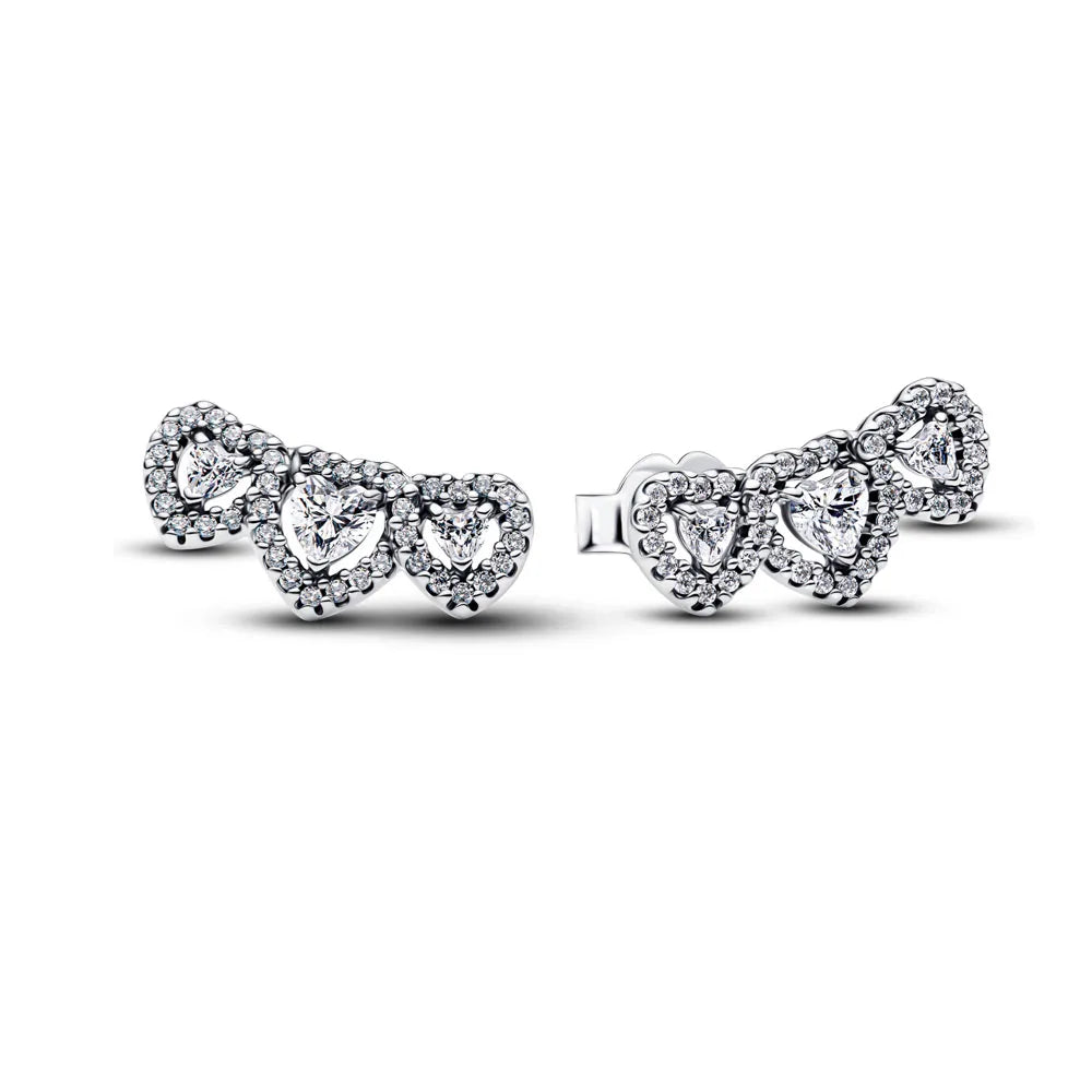 925 Silver Heart and Butterfly Stud Earrings | Elegant Fine Jewelry Gift for Women additional angle