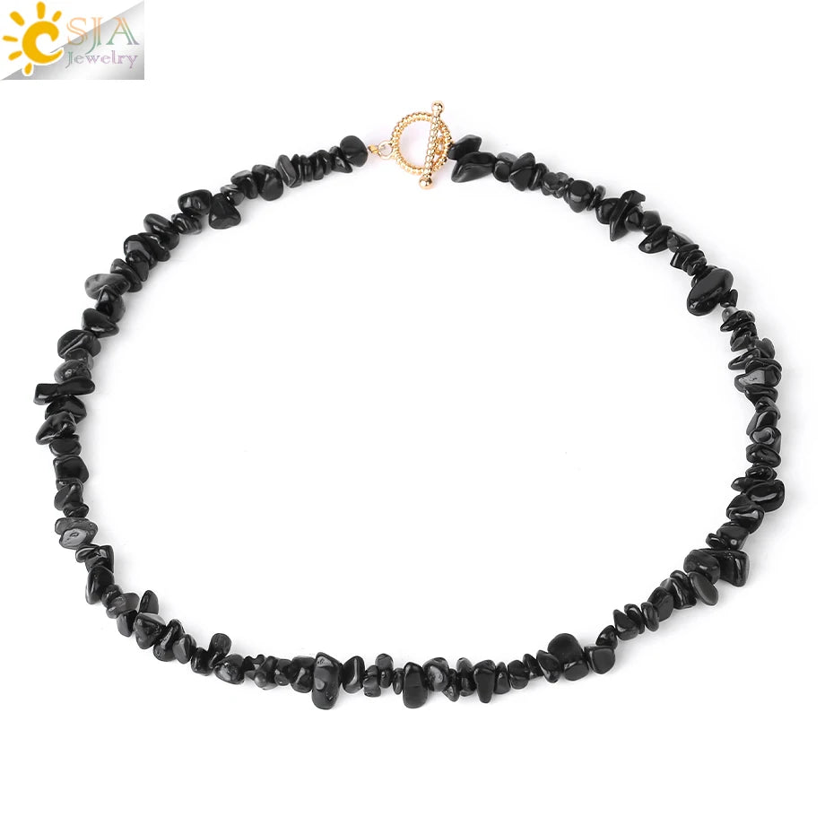 Natural Chip Stone Choker Necklace | Bohemia Crystal Bead Jewelry additional angle