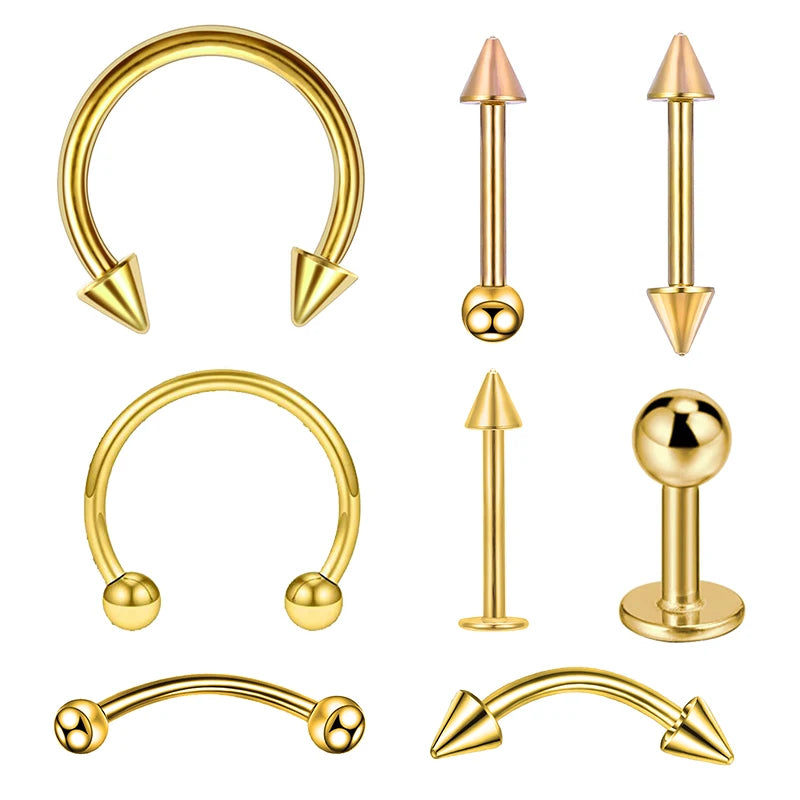 8PCS/Set Fashion Piercing Set Eyebrow Bar Lip Tongue Nose Pircing Stainless Steel Ear St detail view