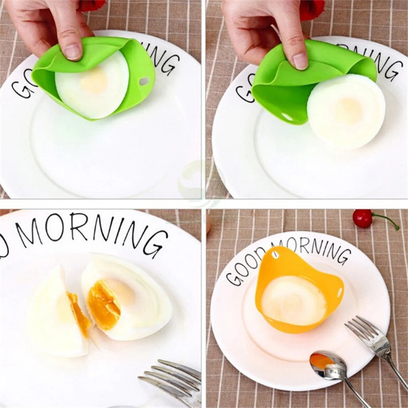 4pcs Silicone Egg Poacher Cups | Non-Stick Egg Boiler Mold for Microwave, Air Fryer, lifestyle view