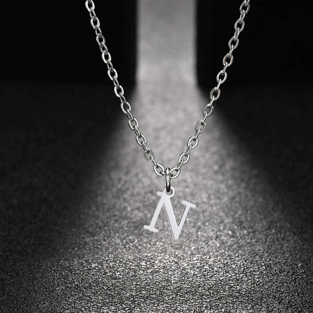 26 Letters A-Z Initial Pendant Necklaces for Women,Alphabet Pendant Rolo Chain Necklace, detail view