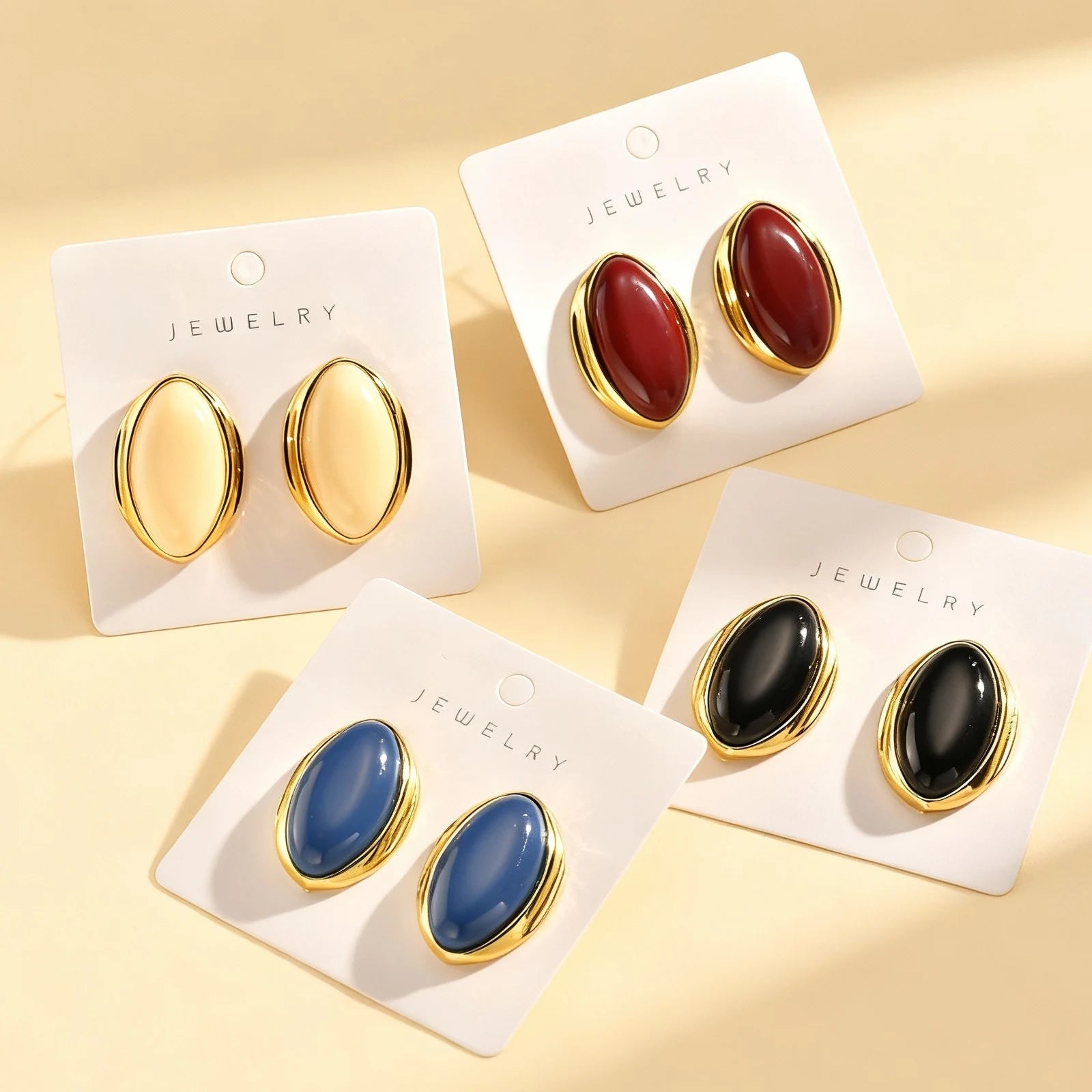 Exaggerated Retro Geometric Ellipse Stud Earrings for Women Personality Oval Earrings Trend Wedding Bride Party Dangle Jewelry