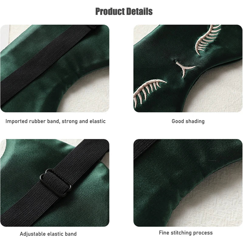 Cat Silk Sleep Eye Mask | Cute Light Blocking Eye Cover for Travel and Nap close-up view