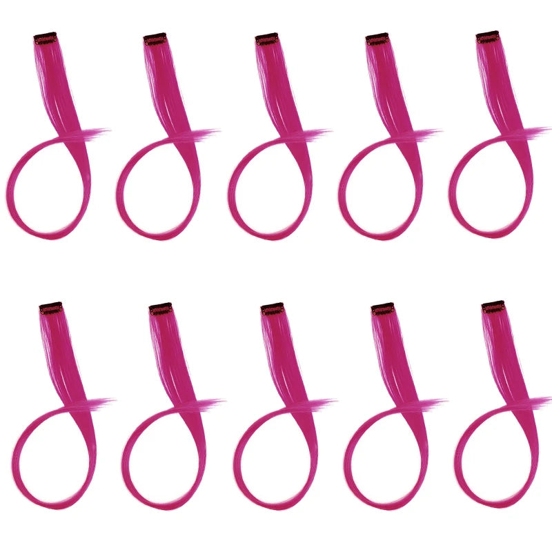 10pcs 22Inch Synthetic Long Straight Hair Extensions Clip in Colored Party Highligh additional angle