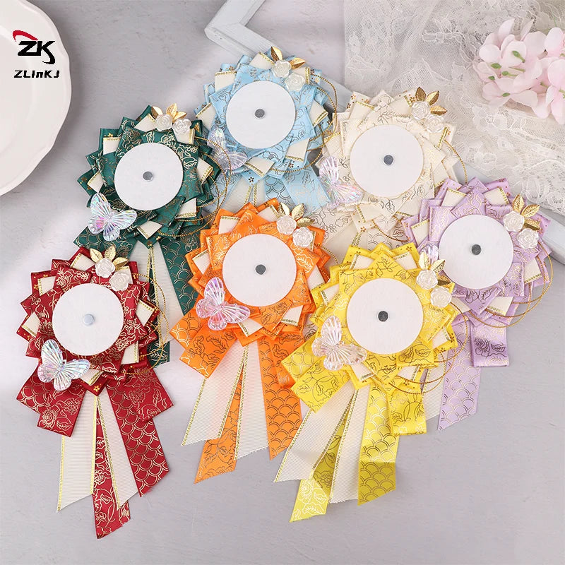 Fashion Ribbon Cosplay Ita Bags Rosette Protection Flower Pin Holder Adapt to 55-75mm Badges Base Ac