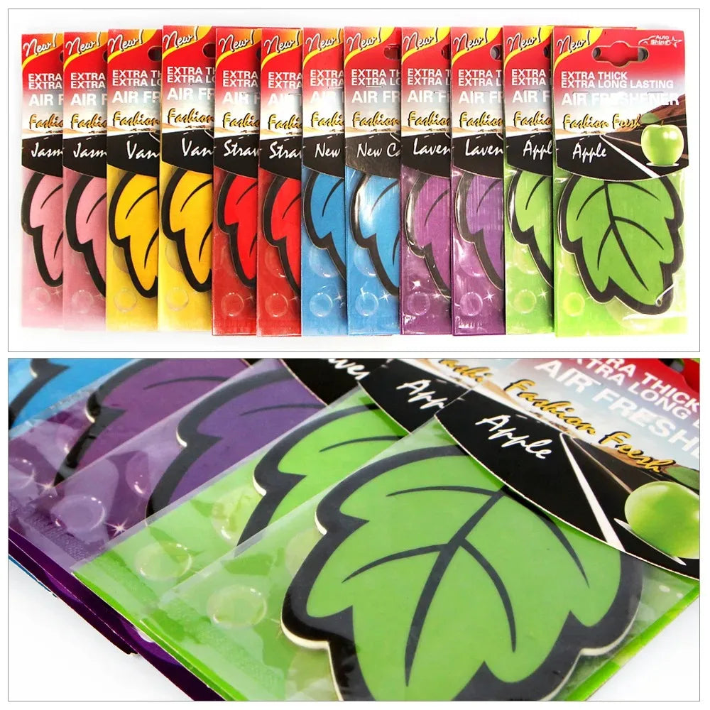 3-60pcs Car Air Freshener Natural Scented Tea Paper Auto Hanging Vanilla Perfume Fragr close-up view