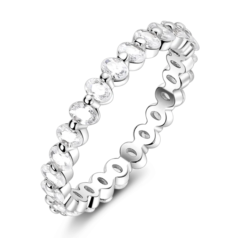 Daisy 925 Sterling Silver Wedding Ring | Sparkling Zircon Engagement Jewelry close-up view