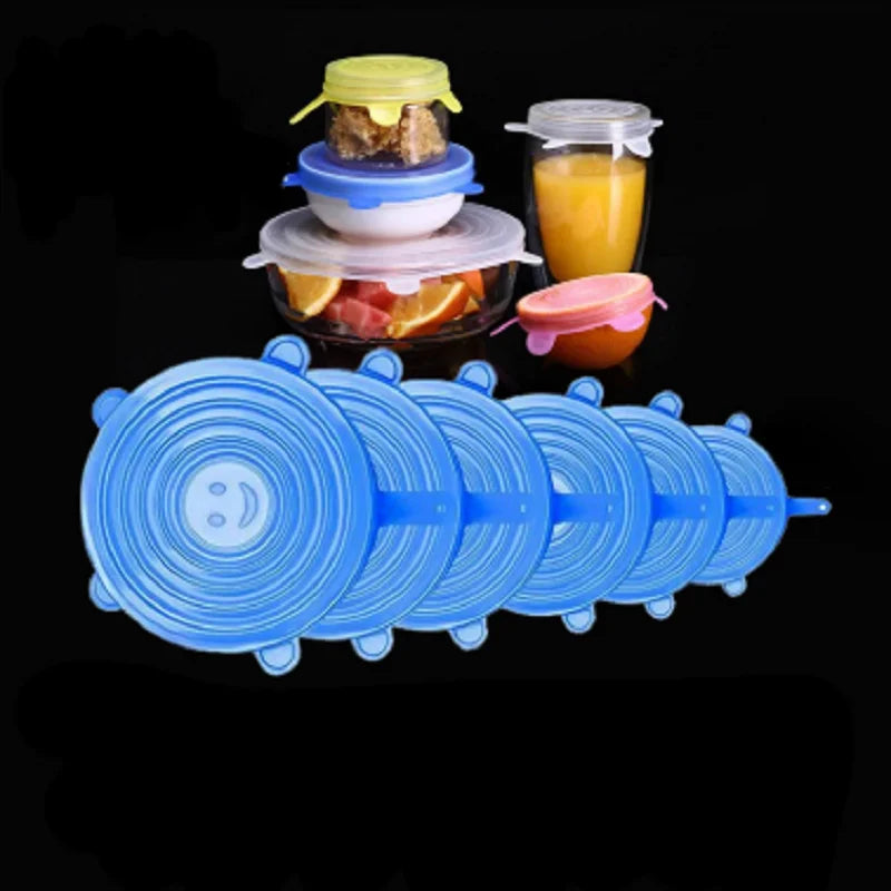 6Pcs Silicone Stretch Lids, Food Bowl Covers, Reusable Food Saving Covers, Retractabl alternate view