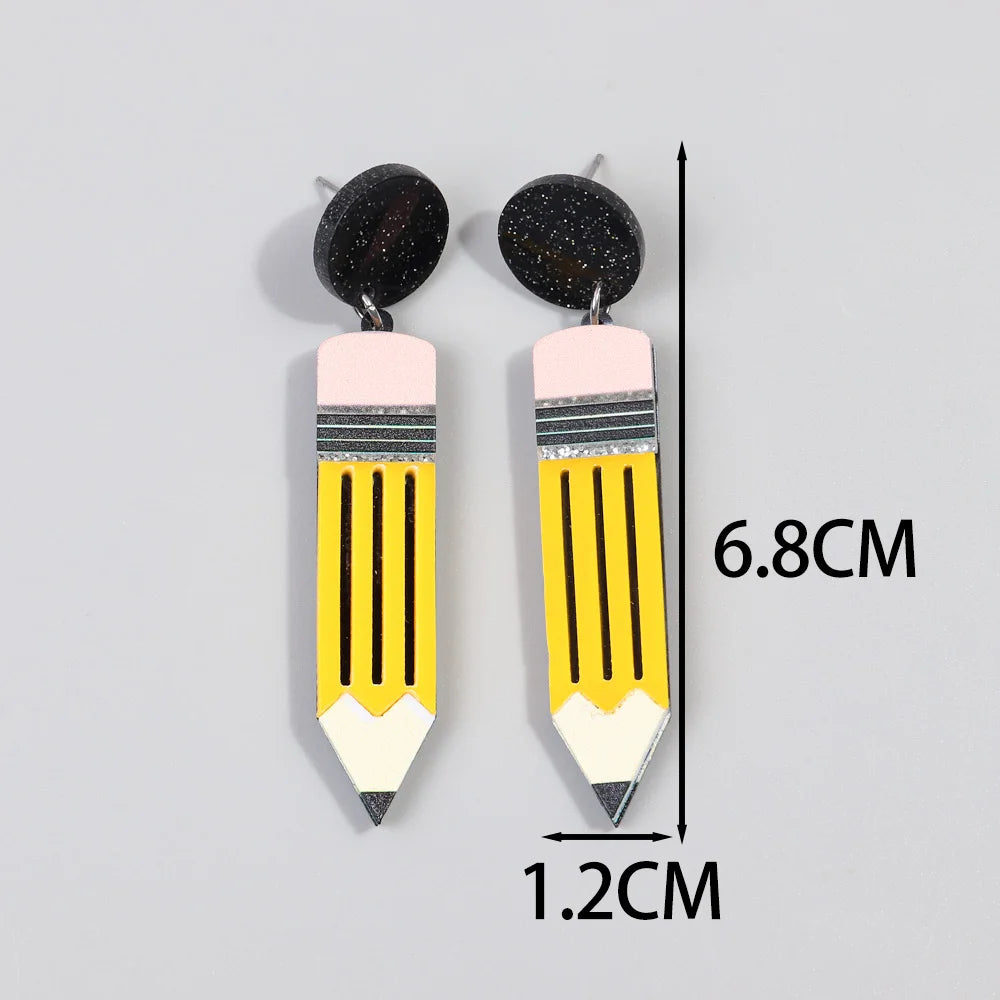 Acrylic School Drop Earrings | Teacher's Day Jewelry Gift Set alternate view