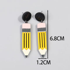 Acrylic School Drop Earrings | Teacher's Day Jewelry Gift Set alternate view