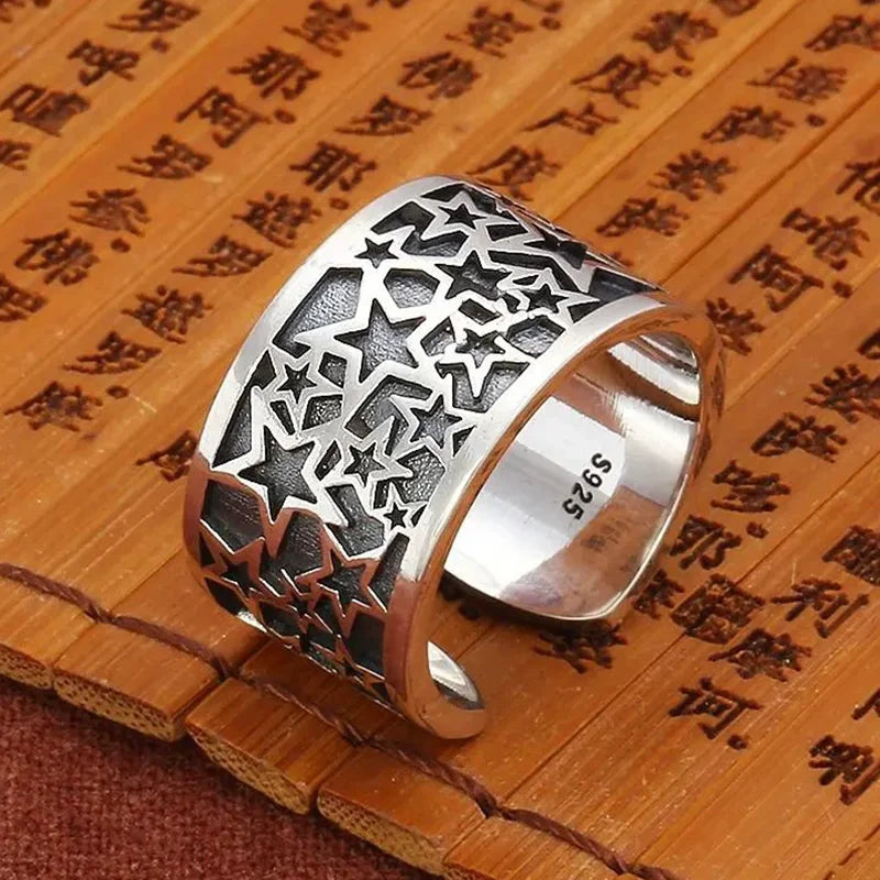 Sam Panda 925 Sterling Silver Rings For Women Men Fine Jewelry Finger Adjustable Open close-up view