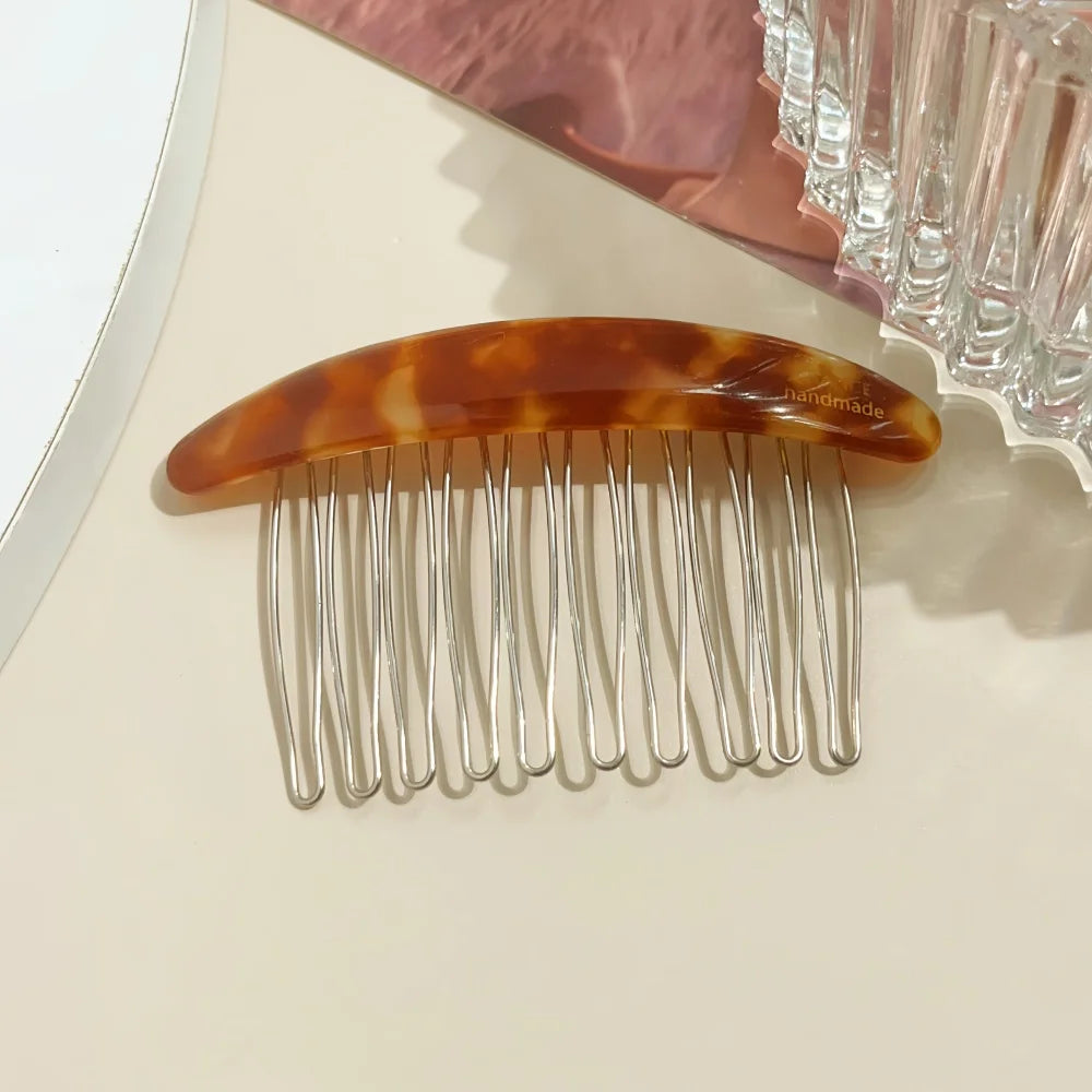 1/2pcs Acetate Metal Hair Combs Clips for Women Girls Side Bangs Upside-down Hairpins alternate view