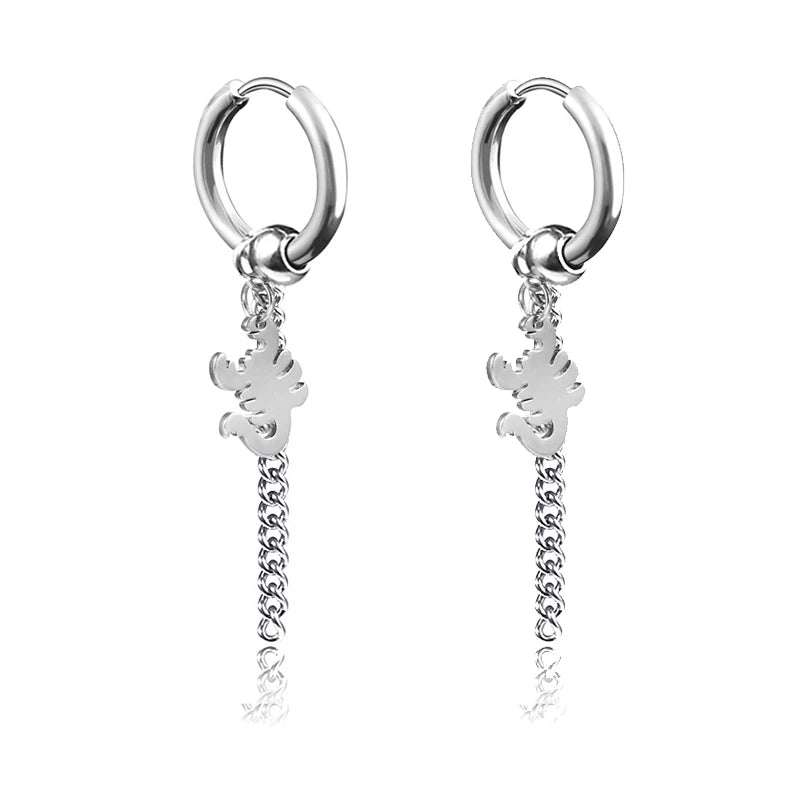 1 Pairs Fashion Punk Gothic Stainless Steel Drop Earrings Studs for Women Men Gothic S close-up view