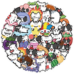 54pcs Transparent Cartoon Cat Stickers | Waterproof PET Decals for Guitar & Journals alternate view