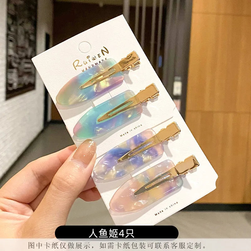 3/4pcs Leopard Acetate Hair Side Clips Bangs Seamless Clip Makeup Hair Styling Hair additional angle