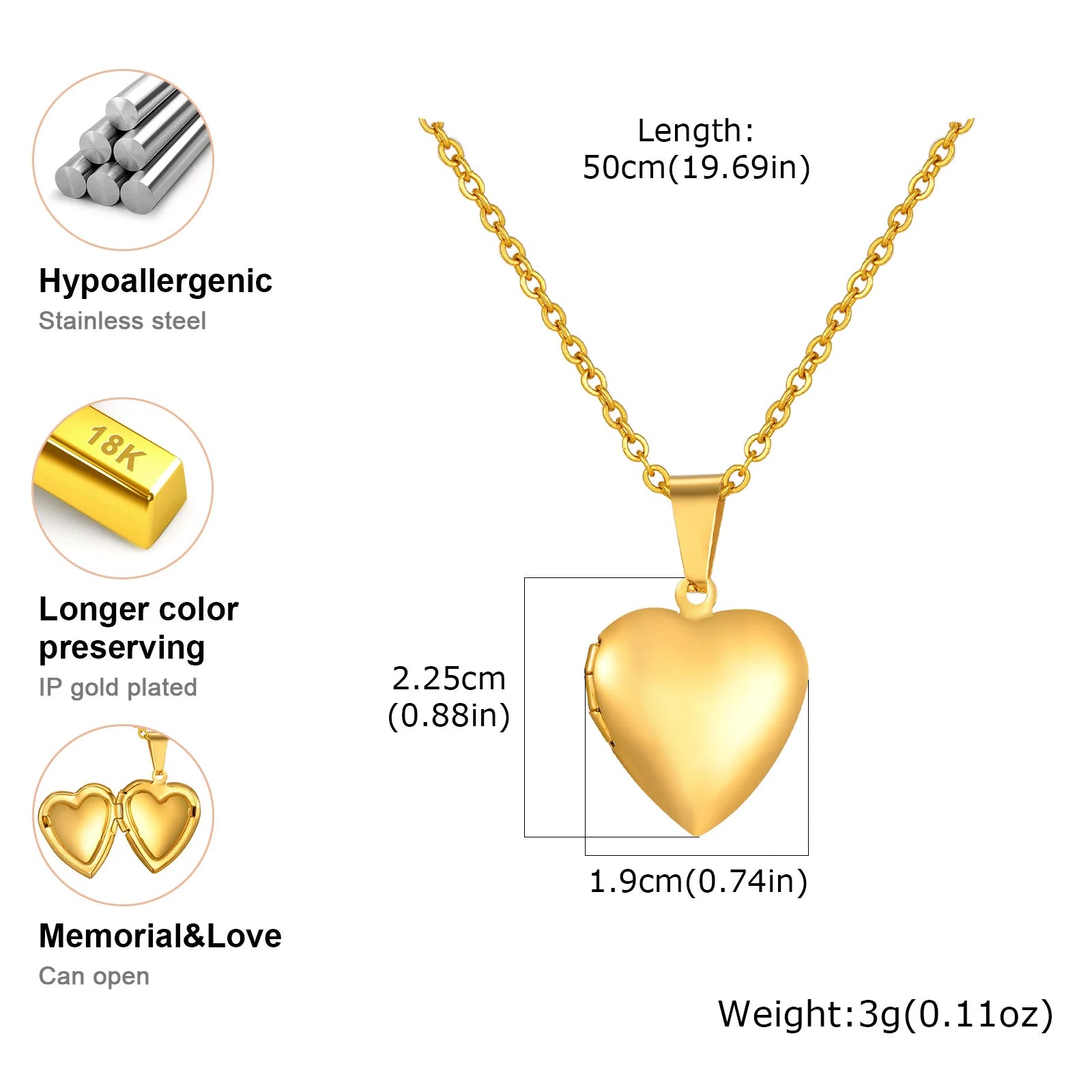 Personalized Heart Photo Pendant Necklace, Customized Image Picture Locked Necklace additional angle