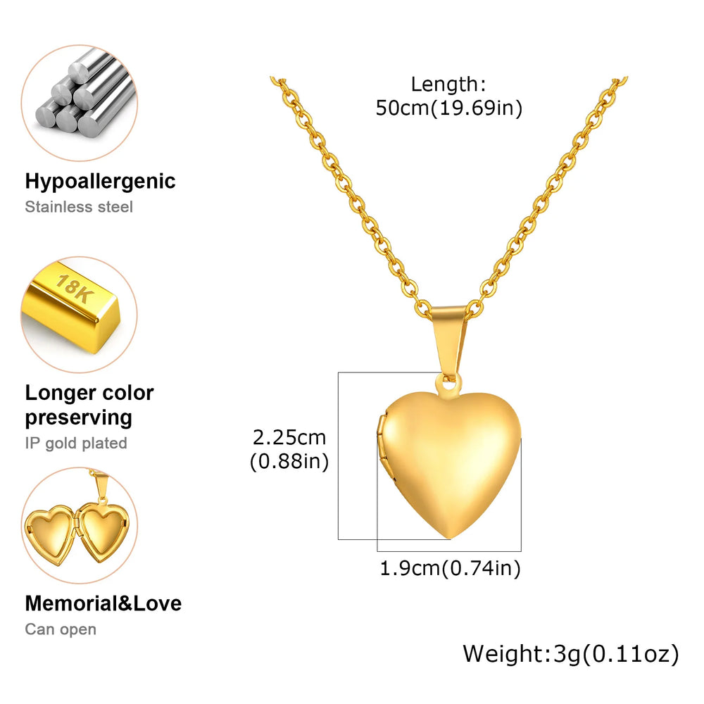 Personalized Heart Photo Pendant Necklace, Customized Image Picture Locked Necklace additional angle