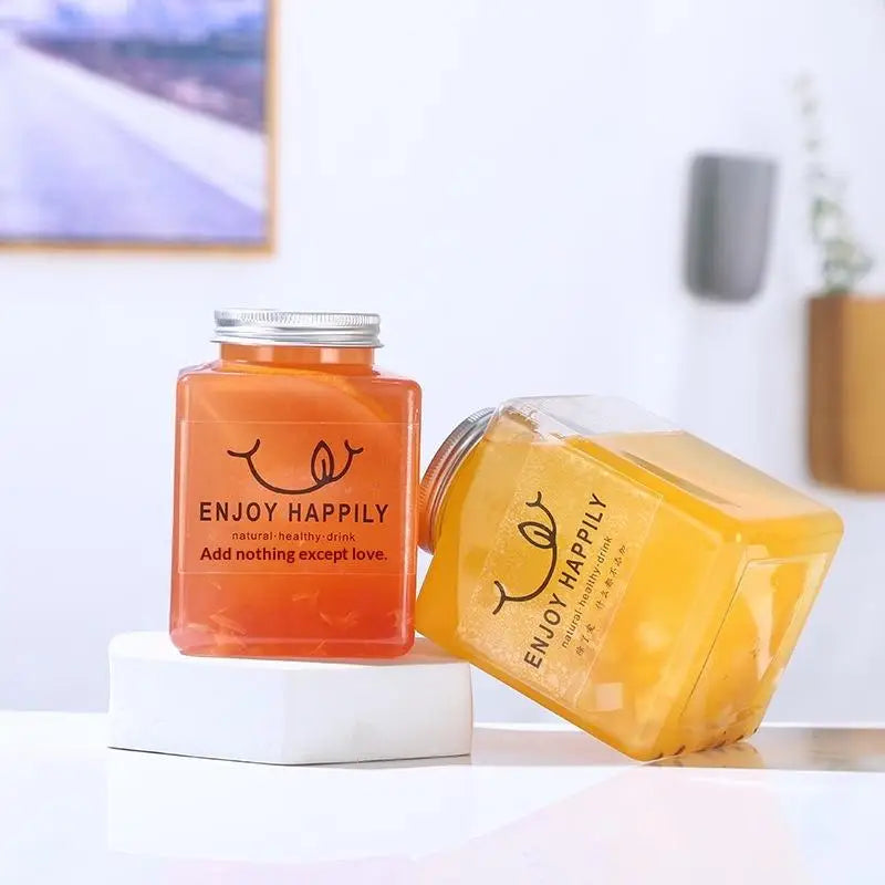Plastic Disposable Square Plastic Bottle 500ML 650ML Juice Beverage Milk Tea Yogurt Co close-up view