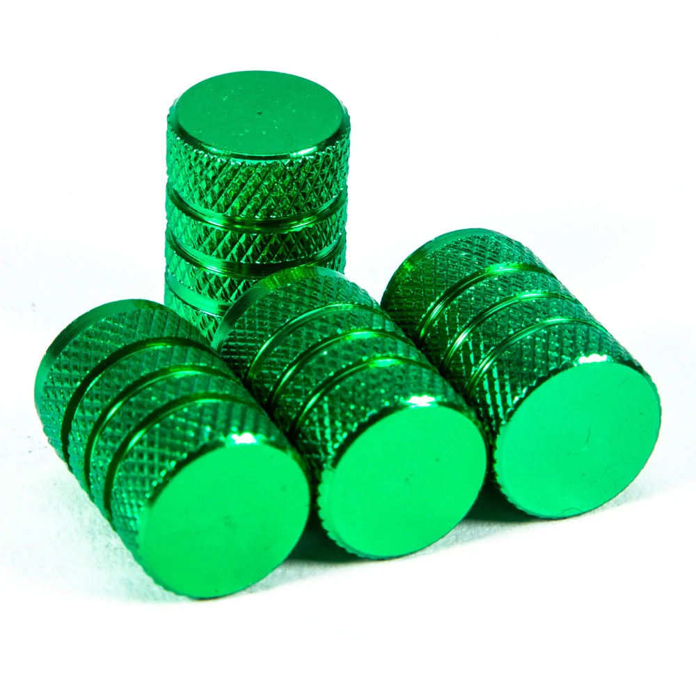 DSYCAR 4Pcs Silver Car Tire Valve Stems Cap Knurling Style Tire Valve Cap Aluminum Tir close-up view