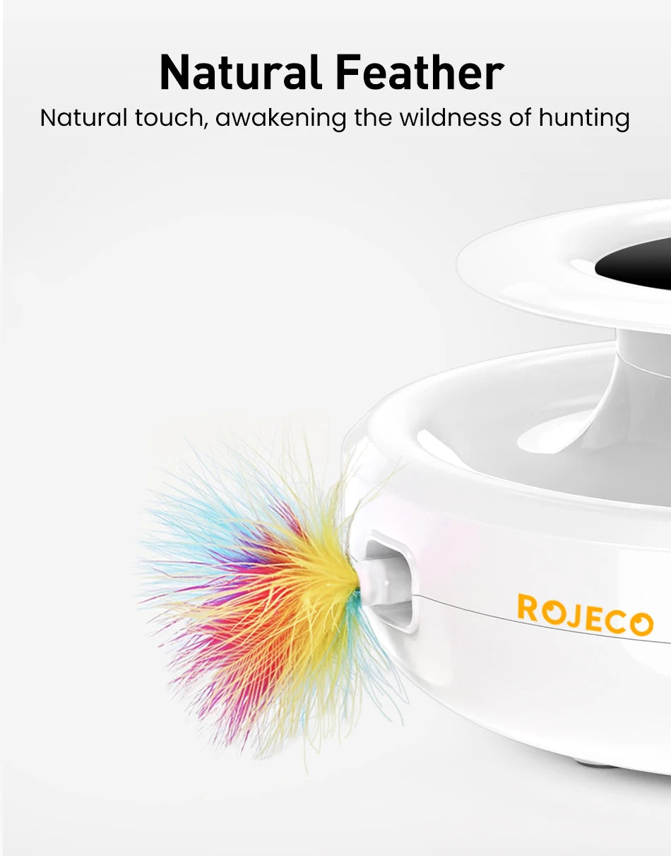 Automatic Feather Teaser and Fun Ball Interactive Toy