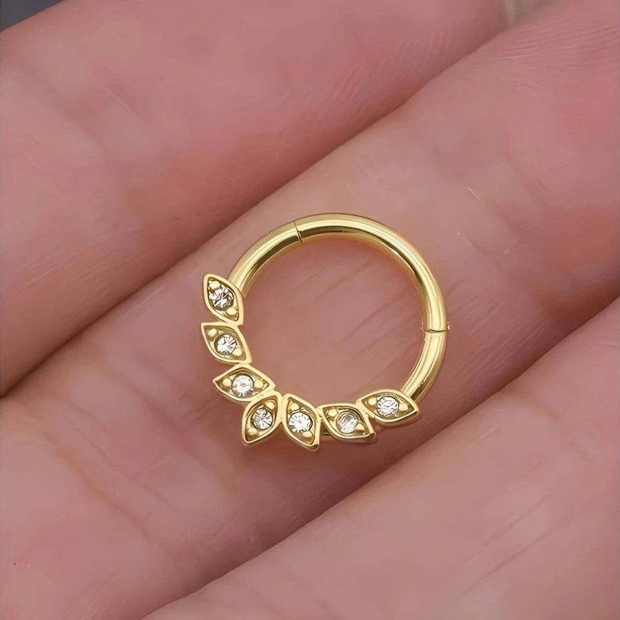 1Pc 18K Gold Plated Stainless Steel Nose Ring,Synthetic Zircon Nasal Septum Piercing Jewelry Gift Su