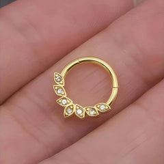 1Pc 18K Gold Plated Stainless Steel Nose Ring,Synthetic Zircon Nasal Septum Piercing Jewelry Gift Su